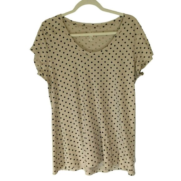 Style & Co Sport Women's Essential Tee Tan with Black Polka Dot Size Medium - Picture 1 of 8